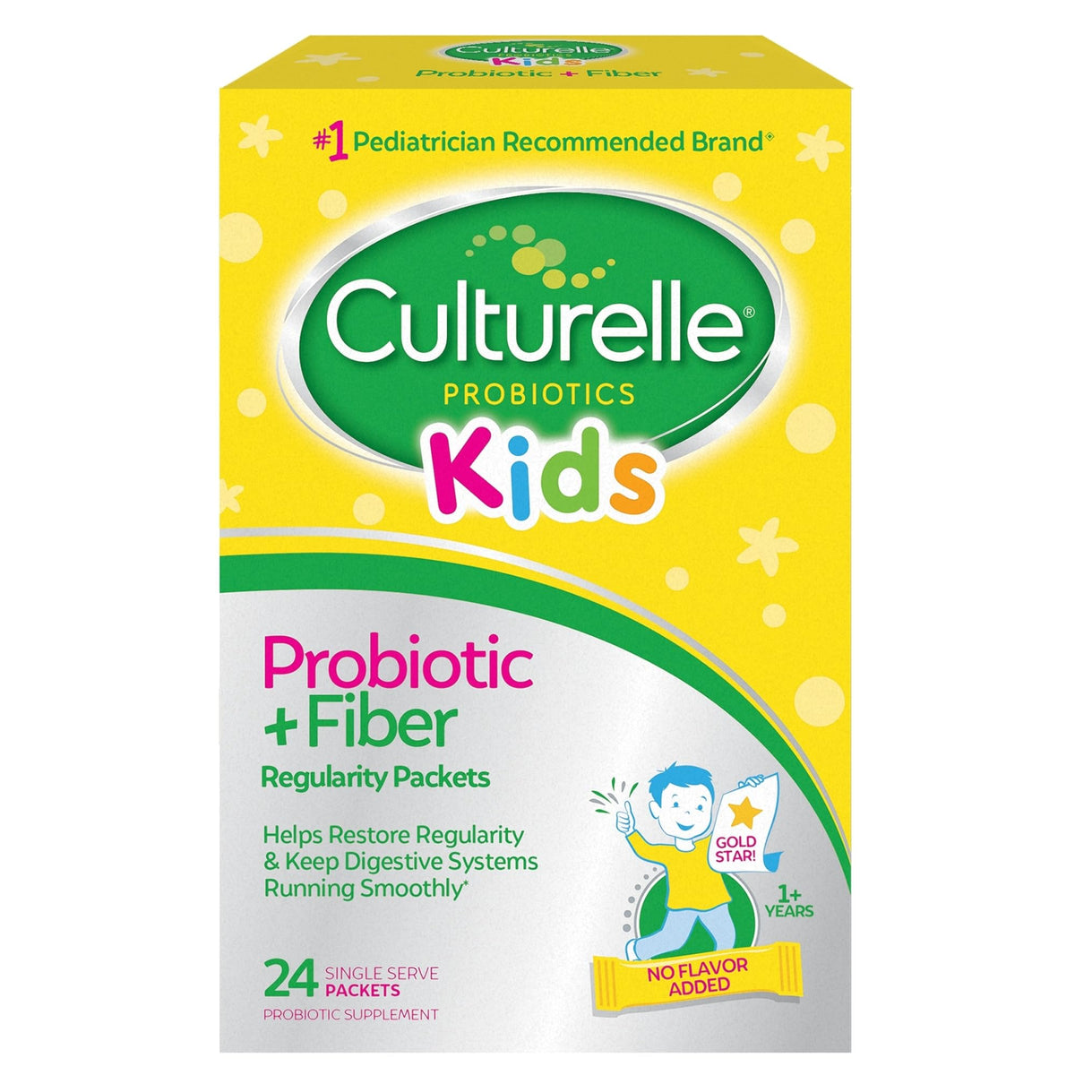 Culturelle empaque frontal con 24 sobres, fácil identificación y aporte probiótico