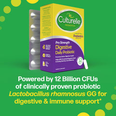 Culturelle cápsula junto a desayuno saludable mostrando apoyo digestivo diario
