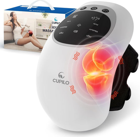 CuPiLo vista frontal del masajeador de rodilla mostrando diseño ergonómico y comodidad