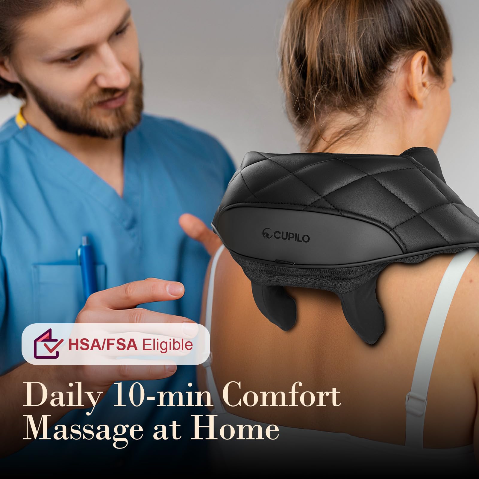 CuPiLo masajeador sobre una mesa en entorno doméstico, ideal para relajación