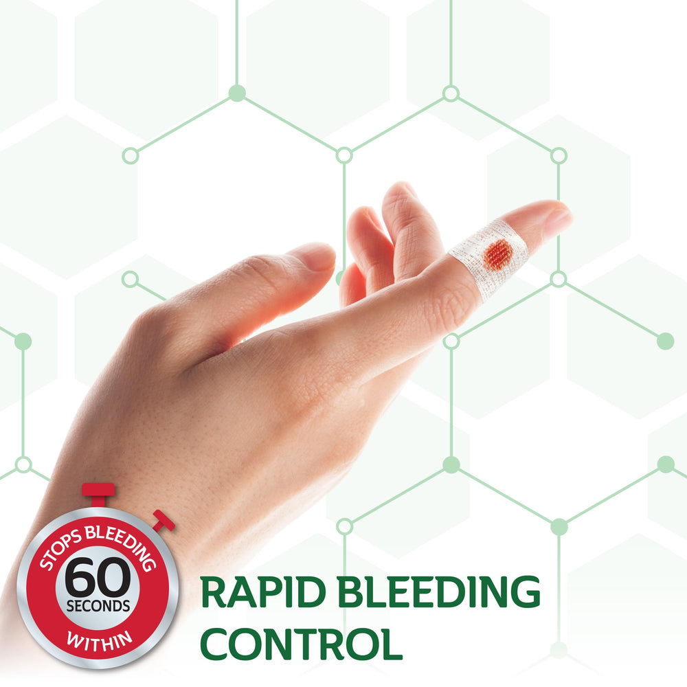 CURAD BloodStop textura de fibra natural que facilita la coagulación localizada