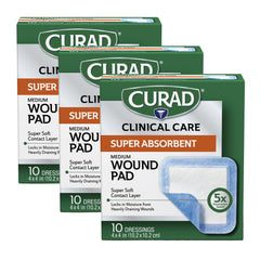 Curad compresa frontal en empaque mostrando tamaño y cantidad, protección confiable