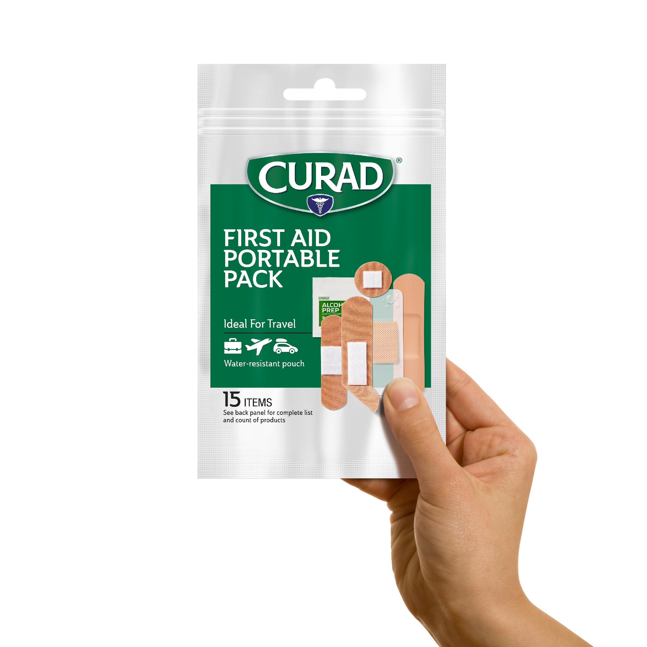 Curad frente del empaque resistente al agua, lista para emergencias