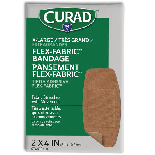 Curad empaque frontal mostrando caja de 50 apósitos, protección confiable