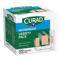 Curad empaque frontal mostrando 120 curitas y variedad, protección fiable