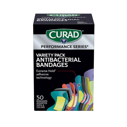 Curad paquete frontal Performance 50 unidades mostrando variedad y durabilidad