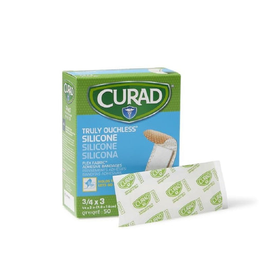 Curad embalaje frontal mostrando 50 unidades y comodidad