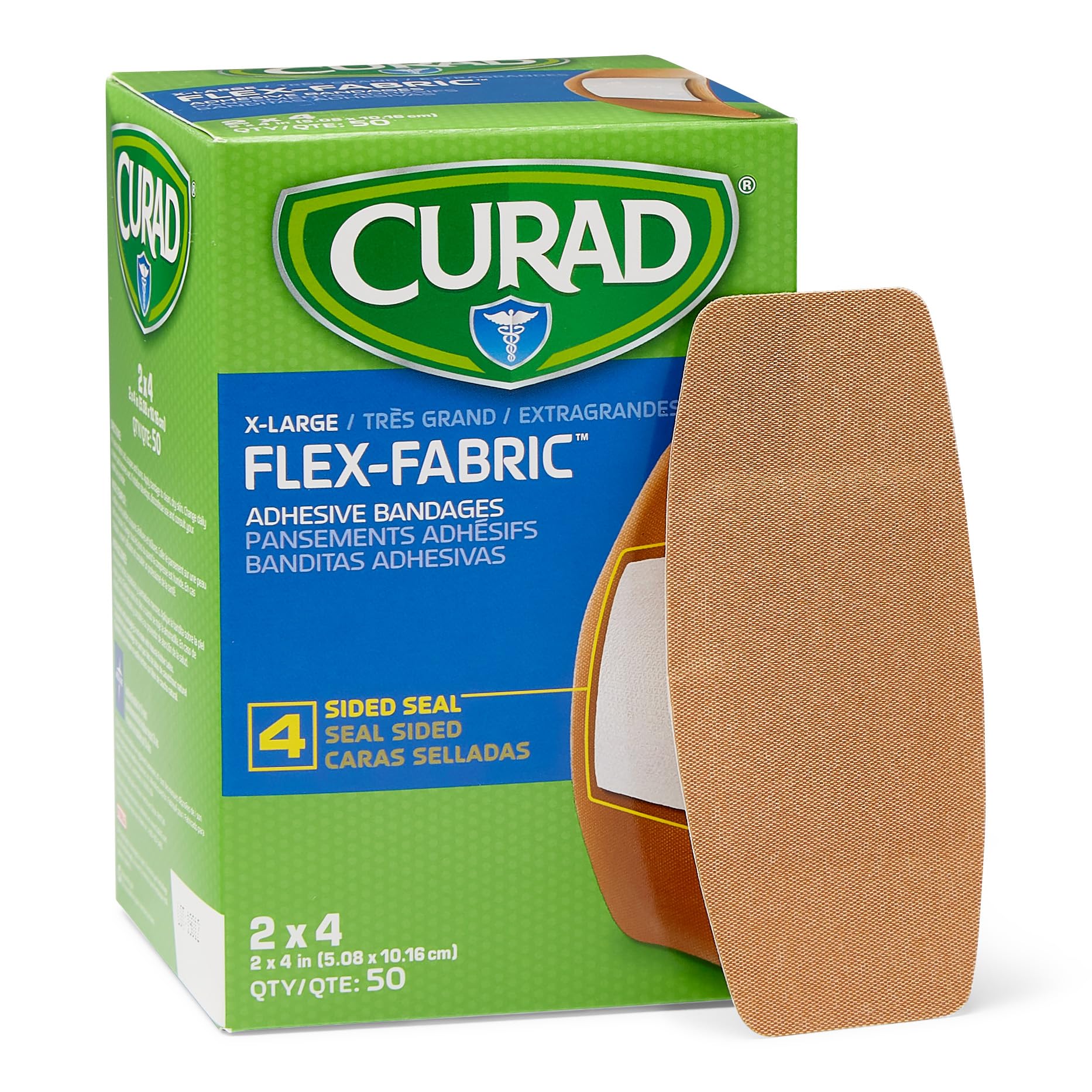 Curad vendaje en uso en codo ajustándose sin despegarse