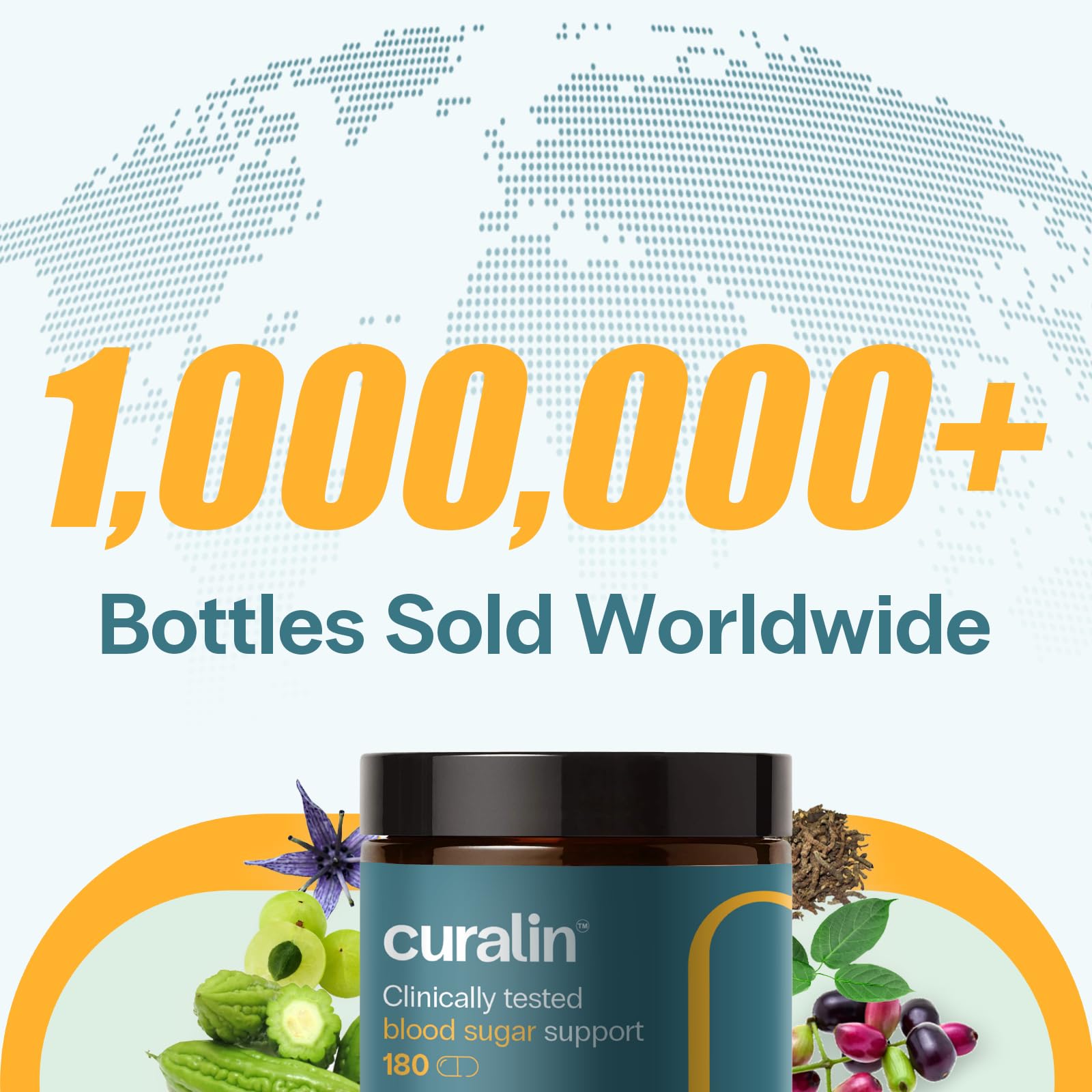 CuraLife Curalin tamaño en mano, escala práctica para consumo diario