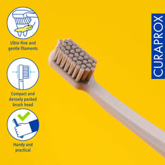 Curaprox cabeza compacta inclinada para acceder línea gingival con mayor precisión