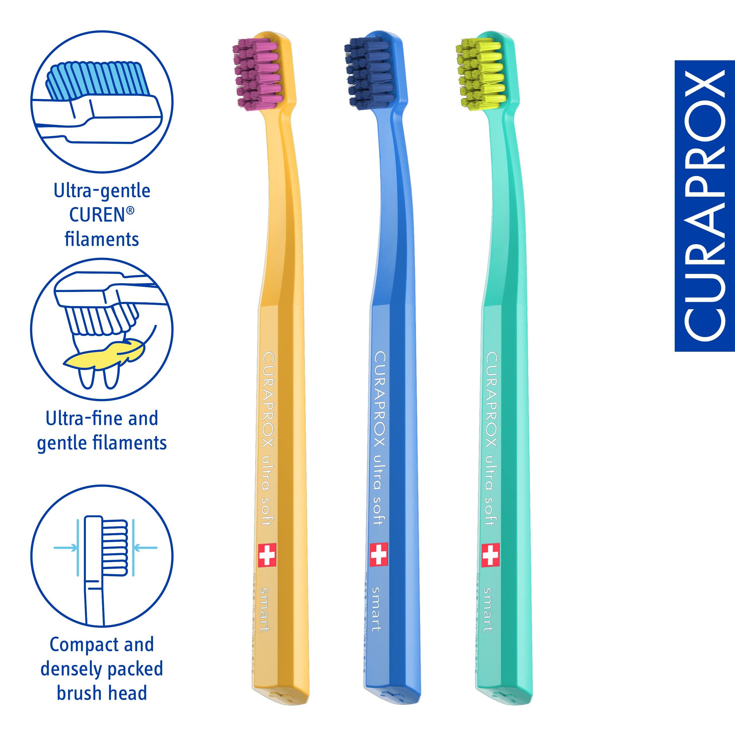 Curaprox CS Smart cepillando alrededor de brackets para mayor precisión y cuidado