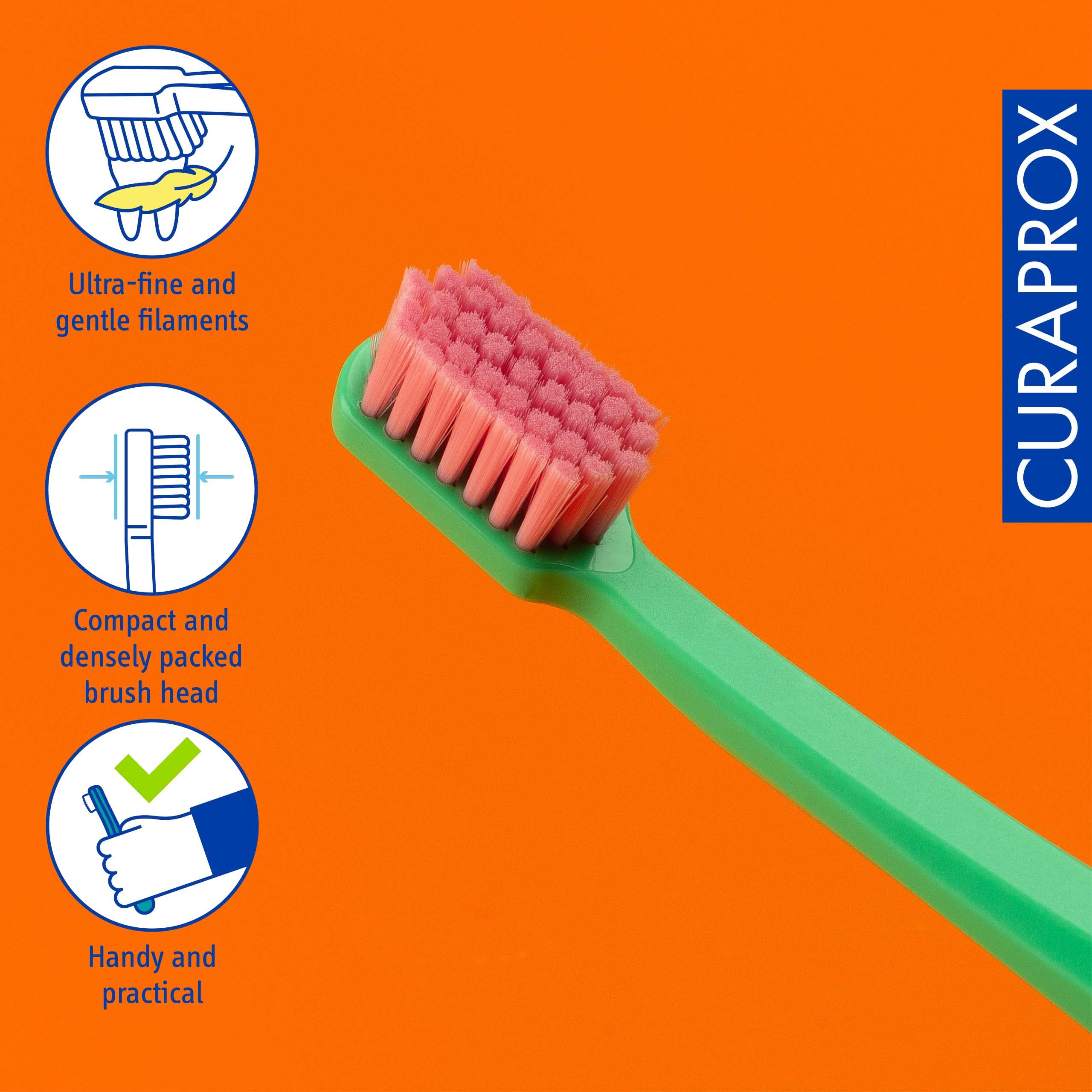 Curaprox filamentos CS12460 vista macro, suavidad que protege el esmalte