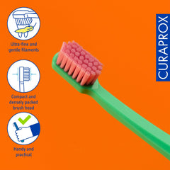 Curaprox filamentos CS12460 vista macro, suavidad que protege el esmalte