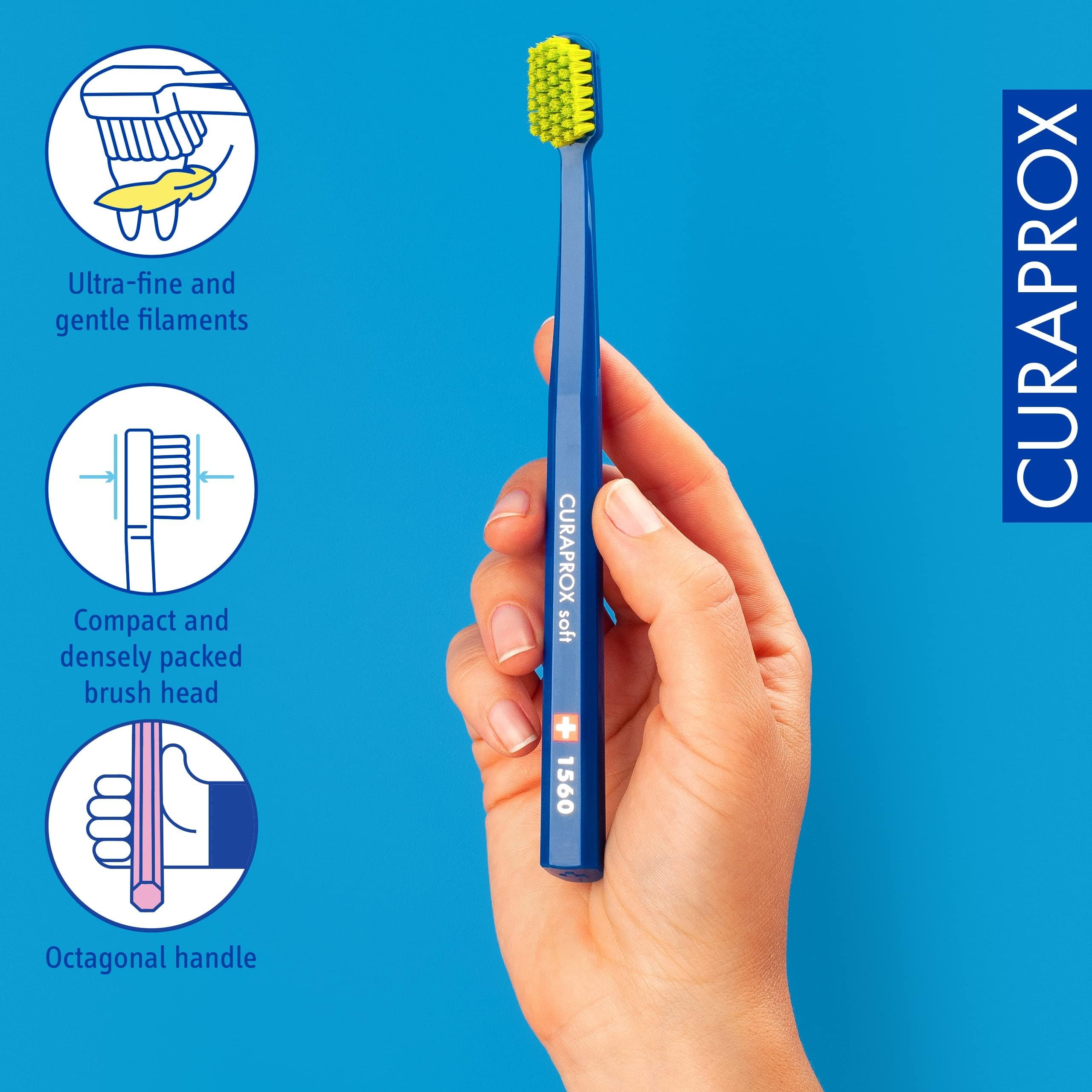 Mango octogonal Curaprox CS 1560 para mejor agarre y ángulo de cepillado