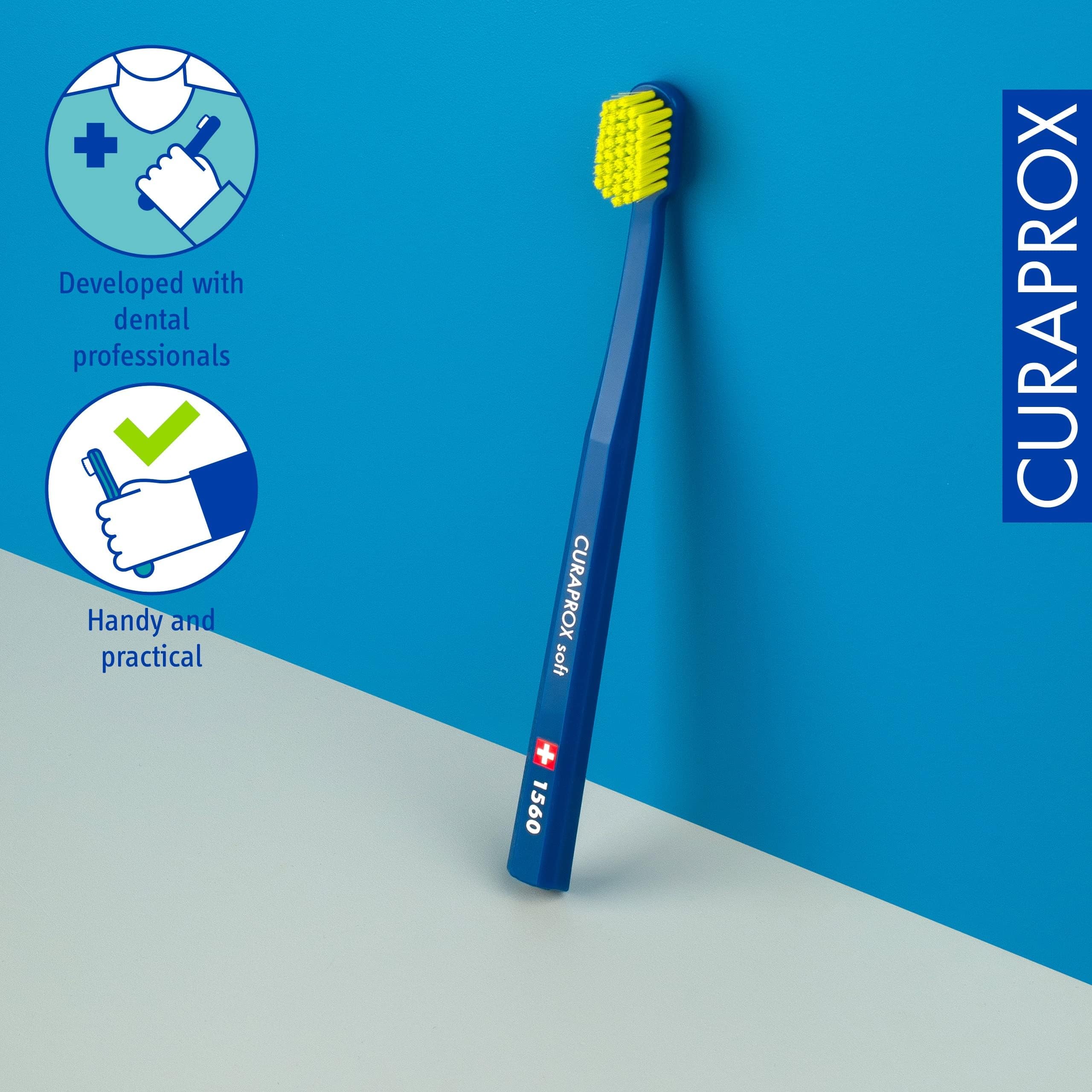 Cepillo Curaprox CS 1560 en uso mostrando limpieza suave y control