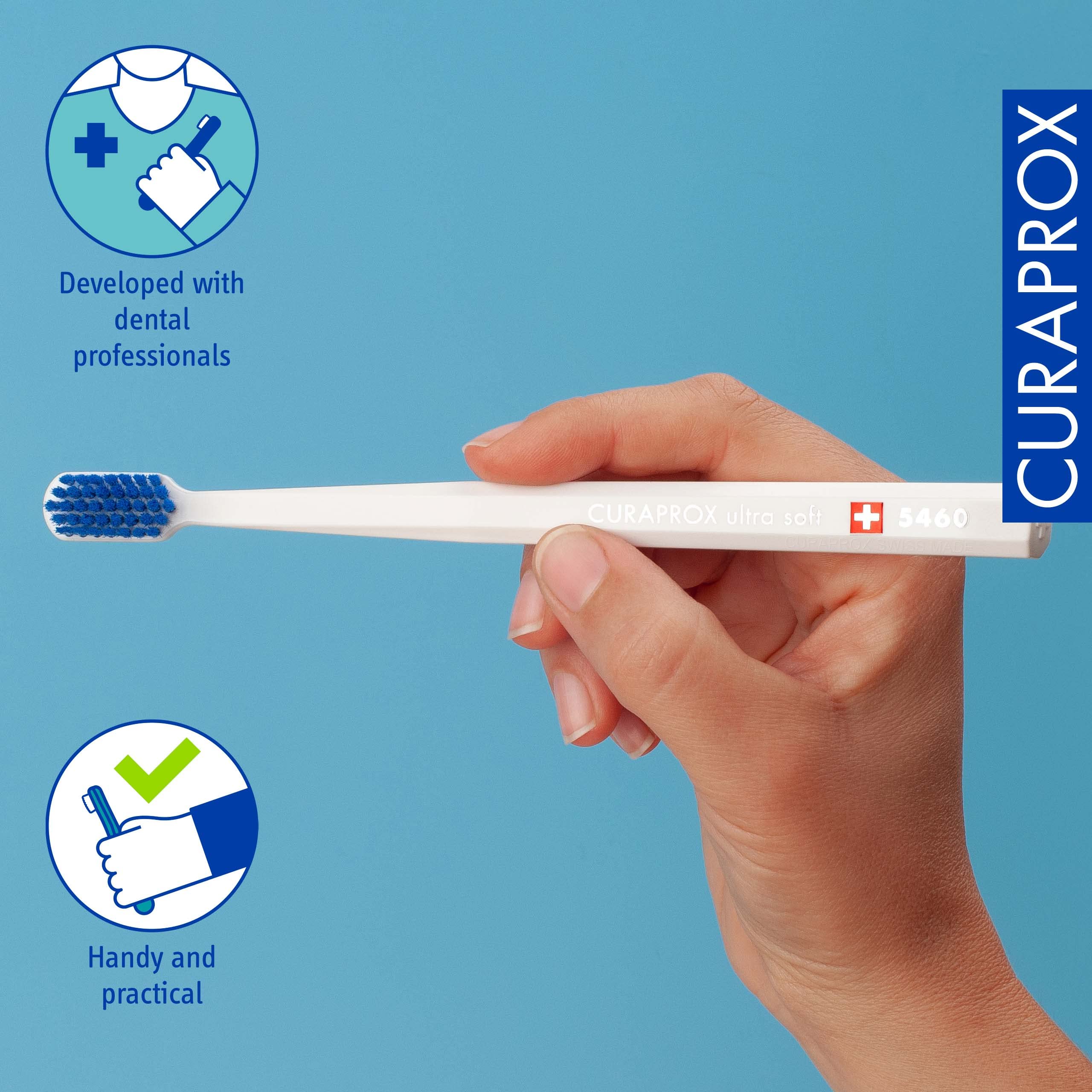 Curaprox CS 5460 comparación de tamaño para acceso a muelas