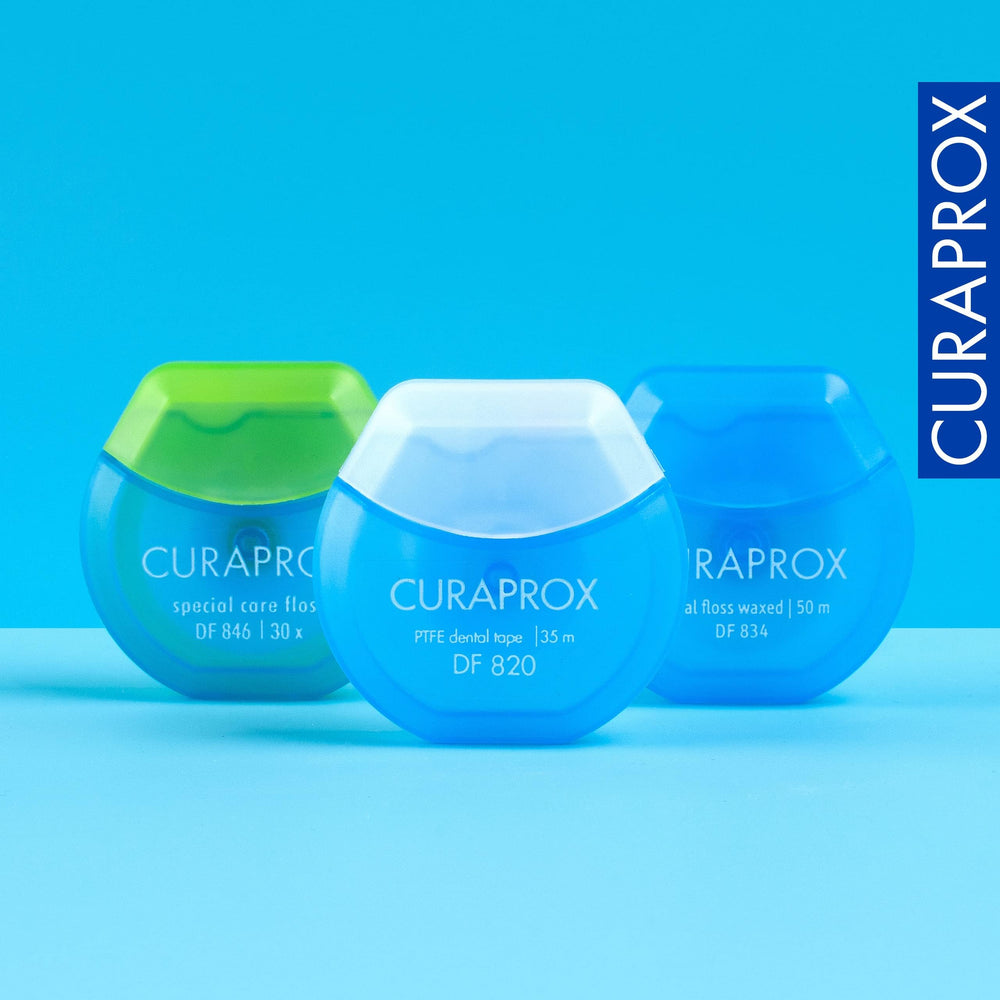 Etiqueta Curaprox DF 820 con origen Suiza y datos que aportan confianza