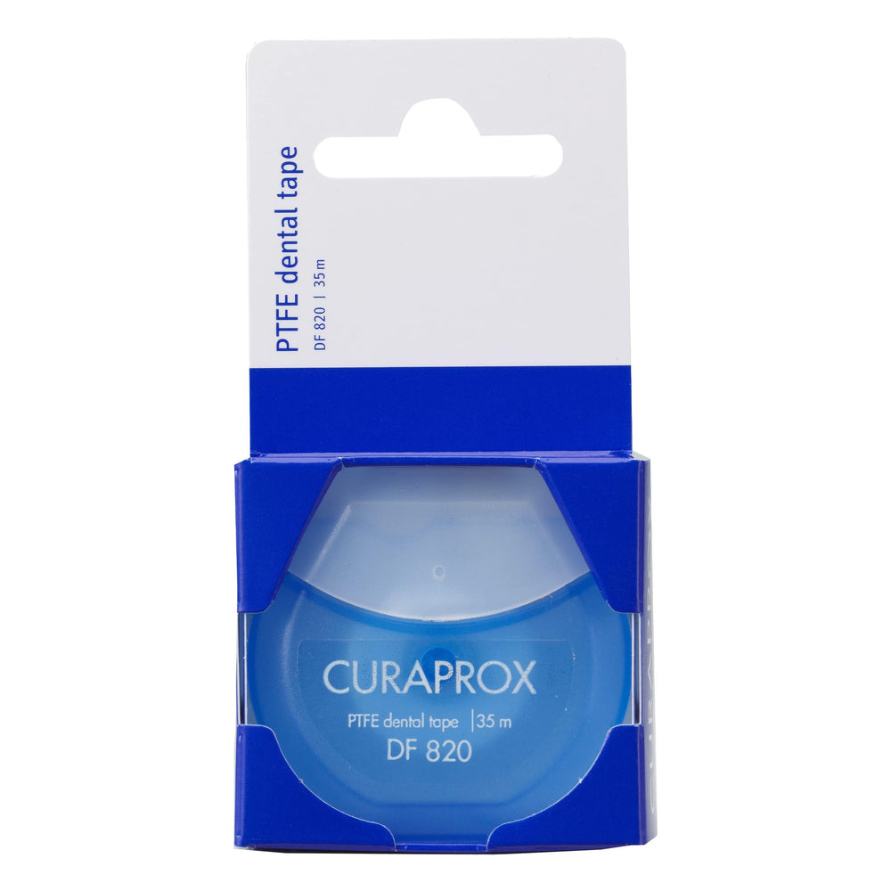 Curaprox DF 820 frente del empaque mostrando producto y beneficio duradero