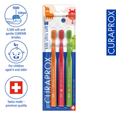 Curaprox primer plano del cabezal pequeño adaptado a bocas infantiles y precisión al limpiar