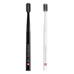 Curaprox pack frontal blanco y negro mostrando diseño y colores — limpieza confiable