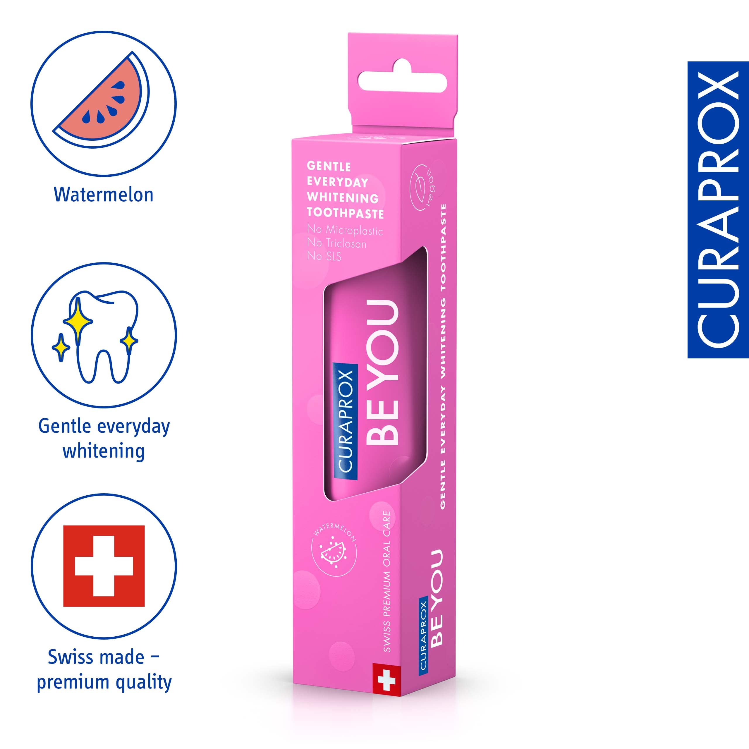 Curaprox textura cremosa en close-up para fácil aplicación y limpieza