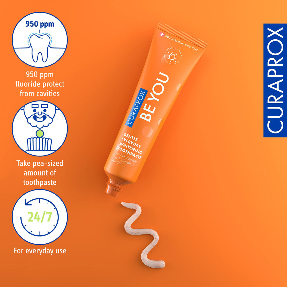 Persona usando Curaprox al cepillarse, beneficio frescura y limpieza