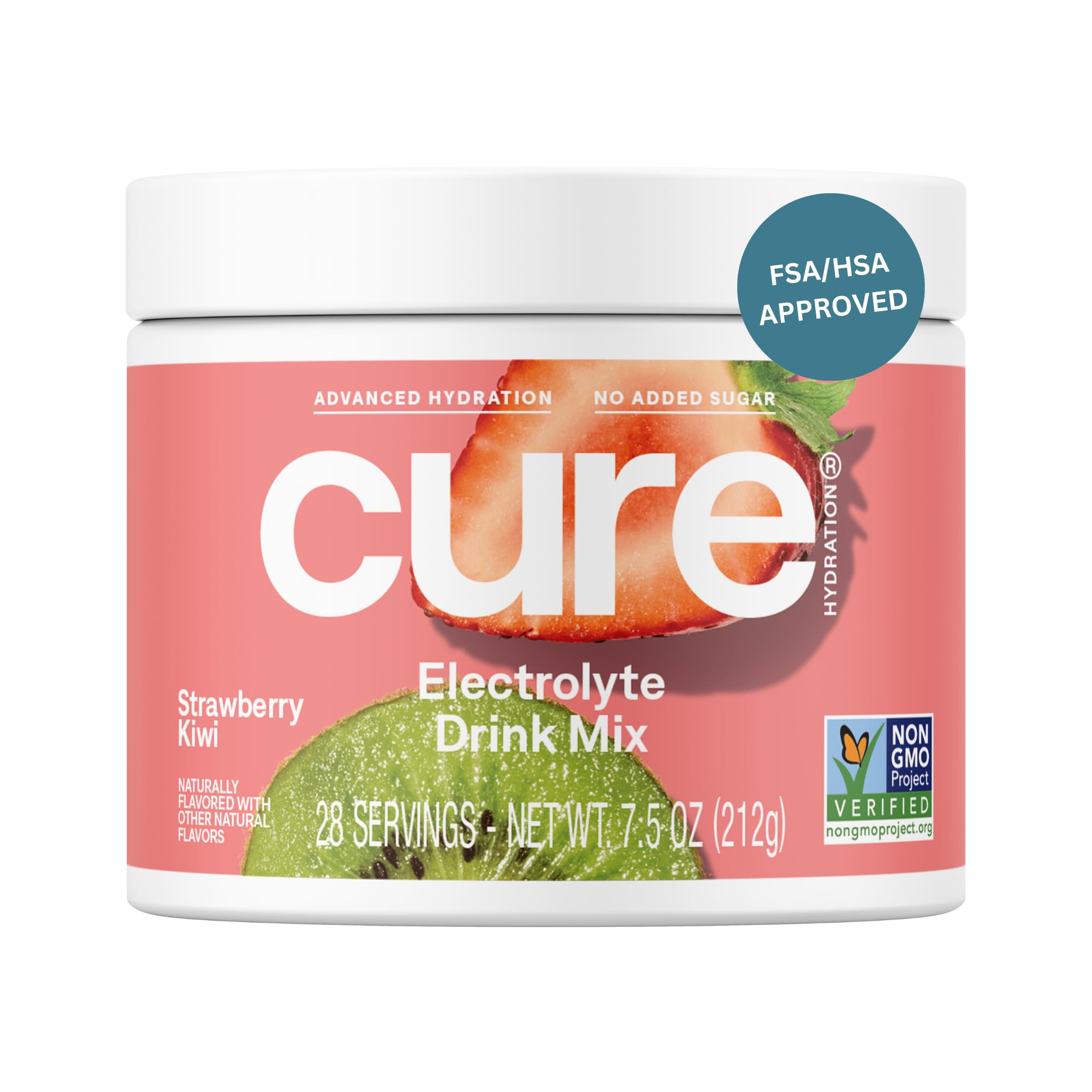 Cure Hydration frente del empaque mostrando 28 porciones y sabor