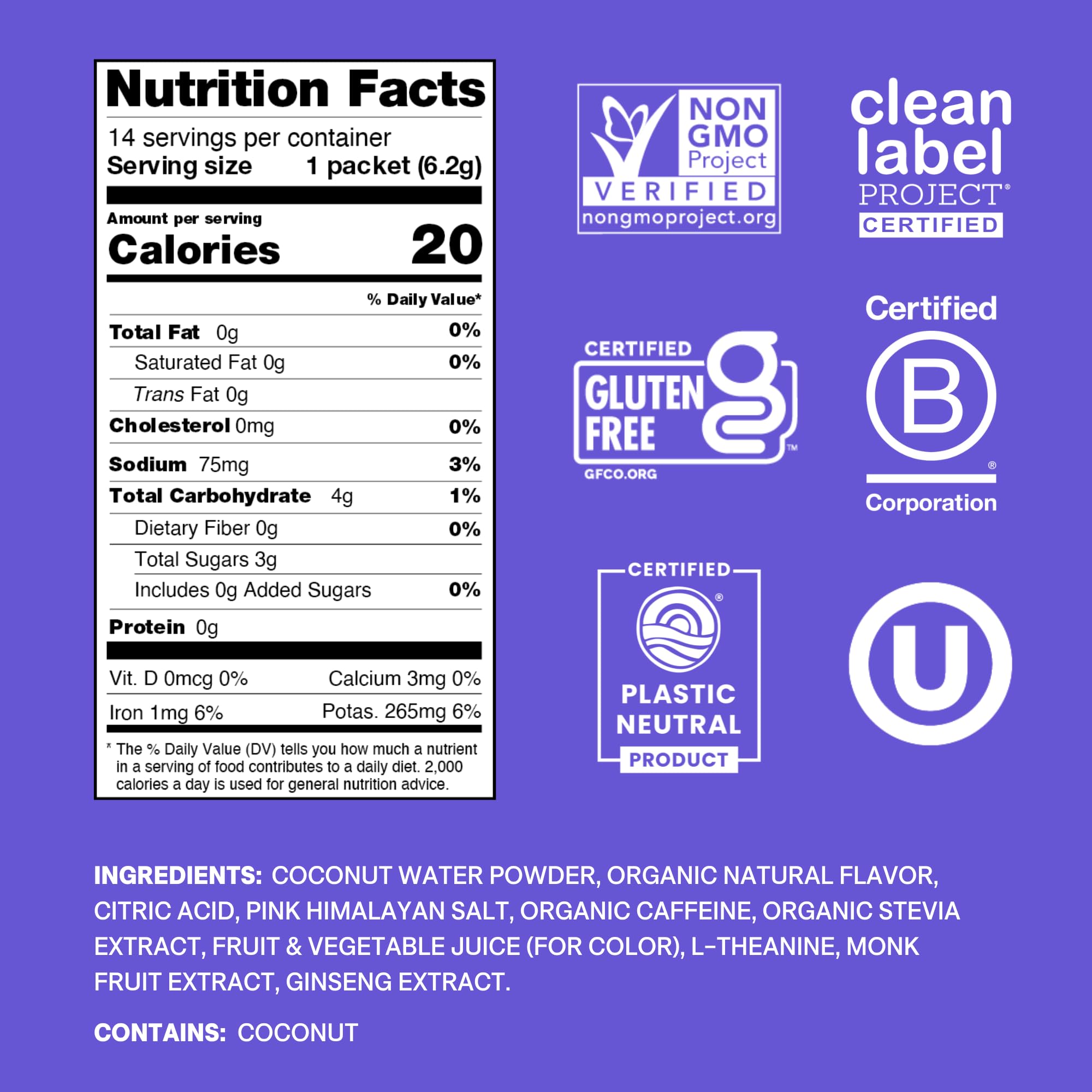 Cure Hydration sobre abierto con polvo morado, textura natural y sin azúcares