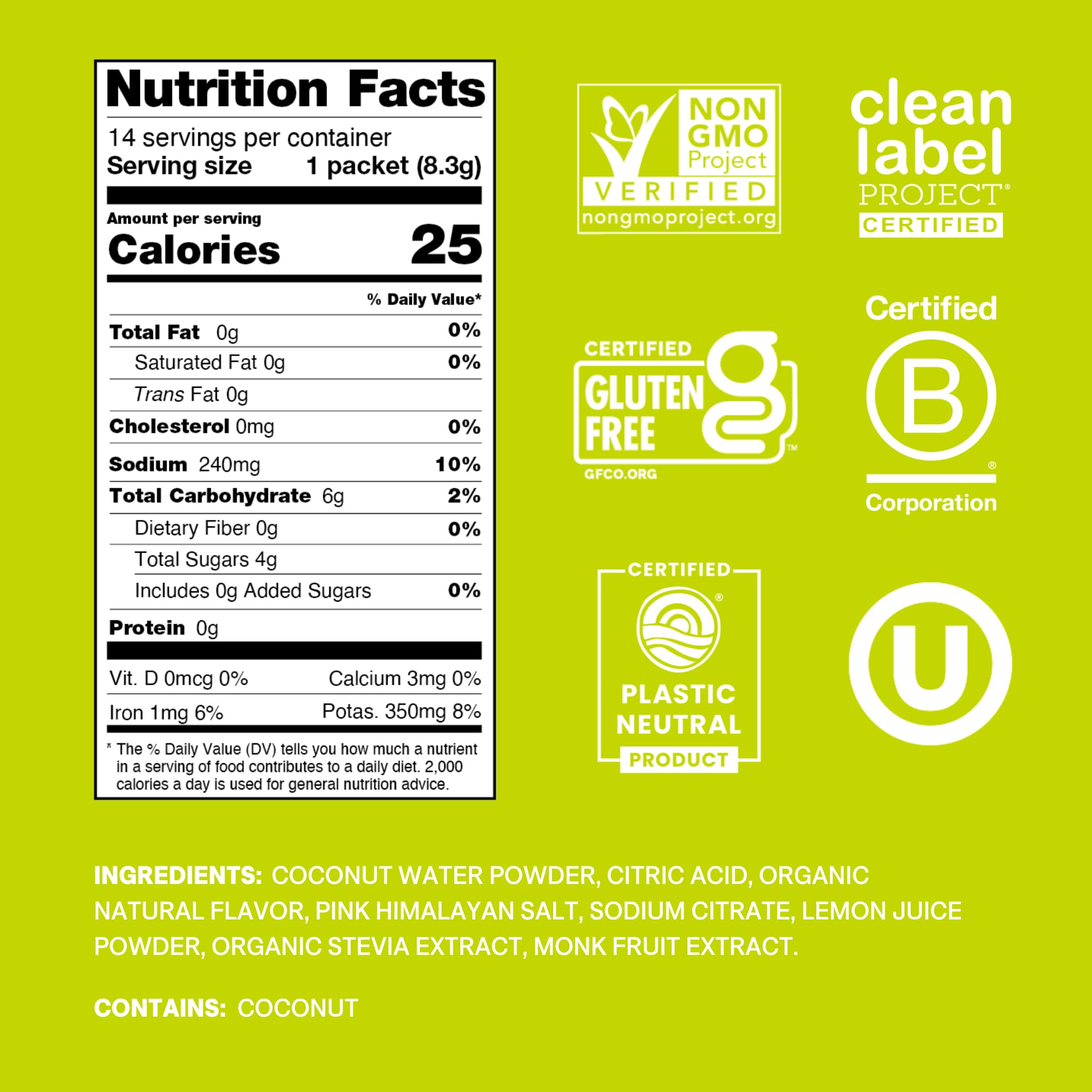 Cure Hydration polvo de lima en primer plano mostrando textura natural