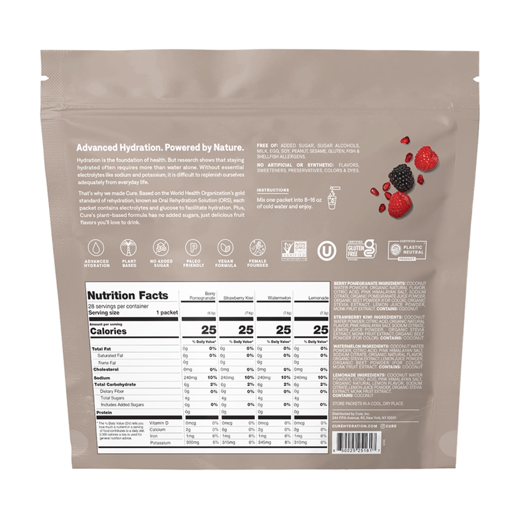 Cure Hydration sobre extendido listo para mezclar y beneficio de dosificación precisa