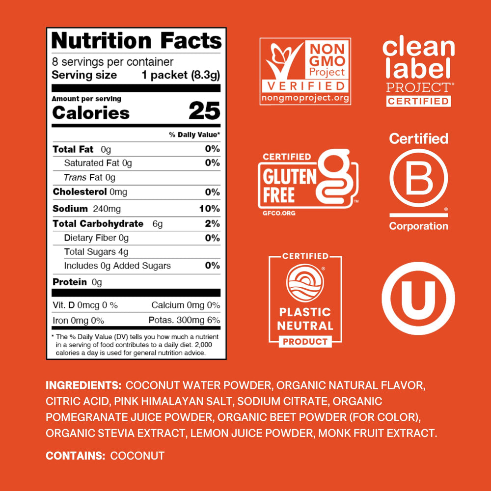 Cure Hydration sobre individual listo para mezclar con agua, práctico para llevar