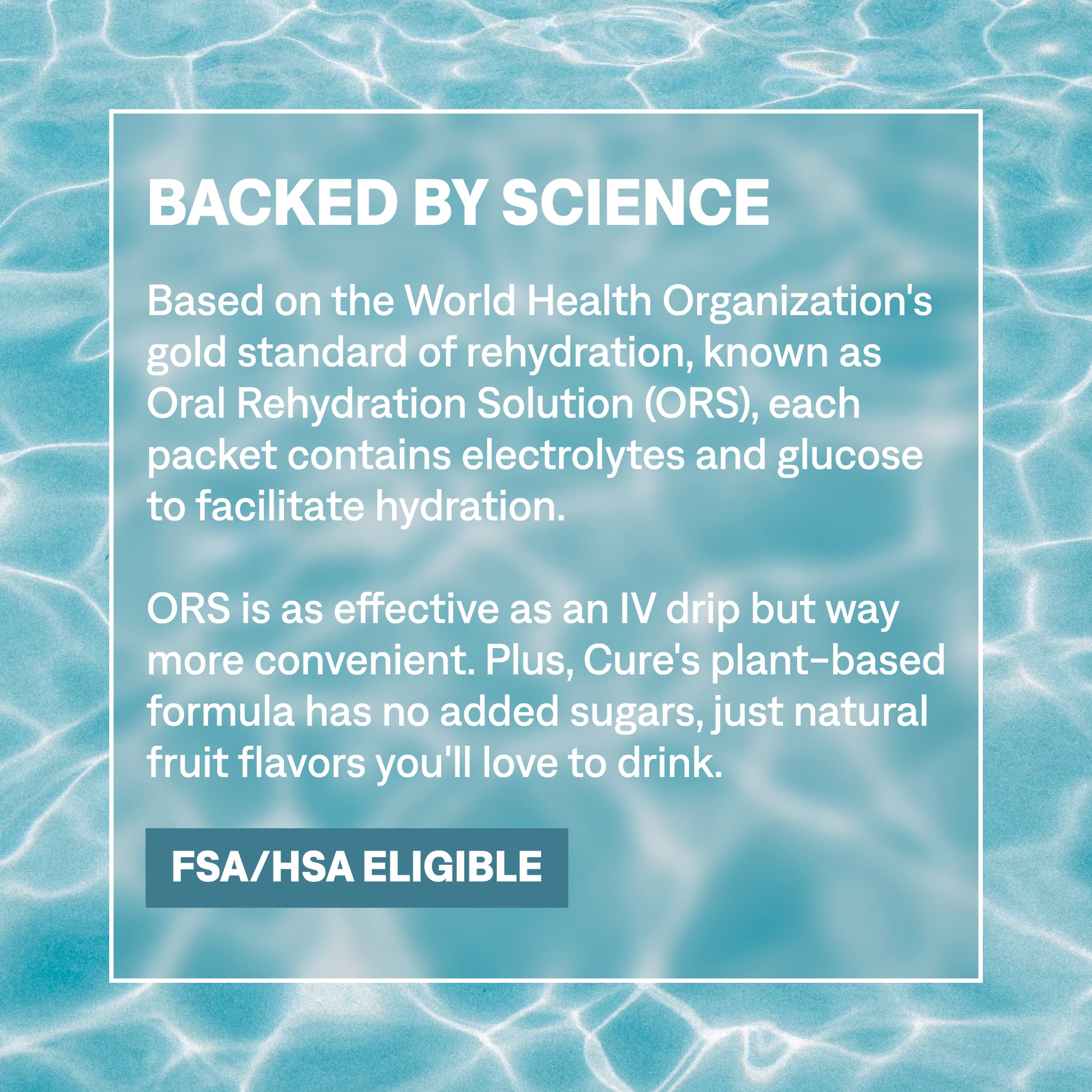 Cure Hydration envase junto a objeto para visualizar tamaño