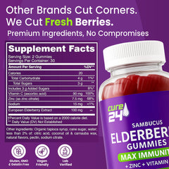 Etiqueta Cure24 con lista de ingredientes y beneficios en primer plano