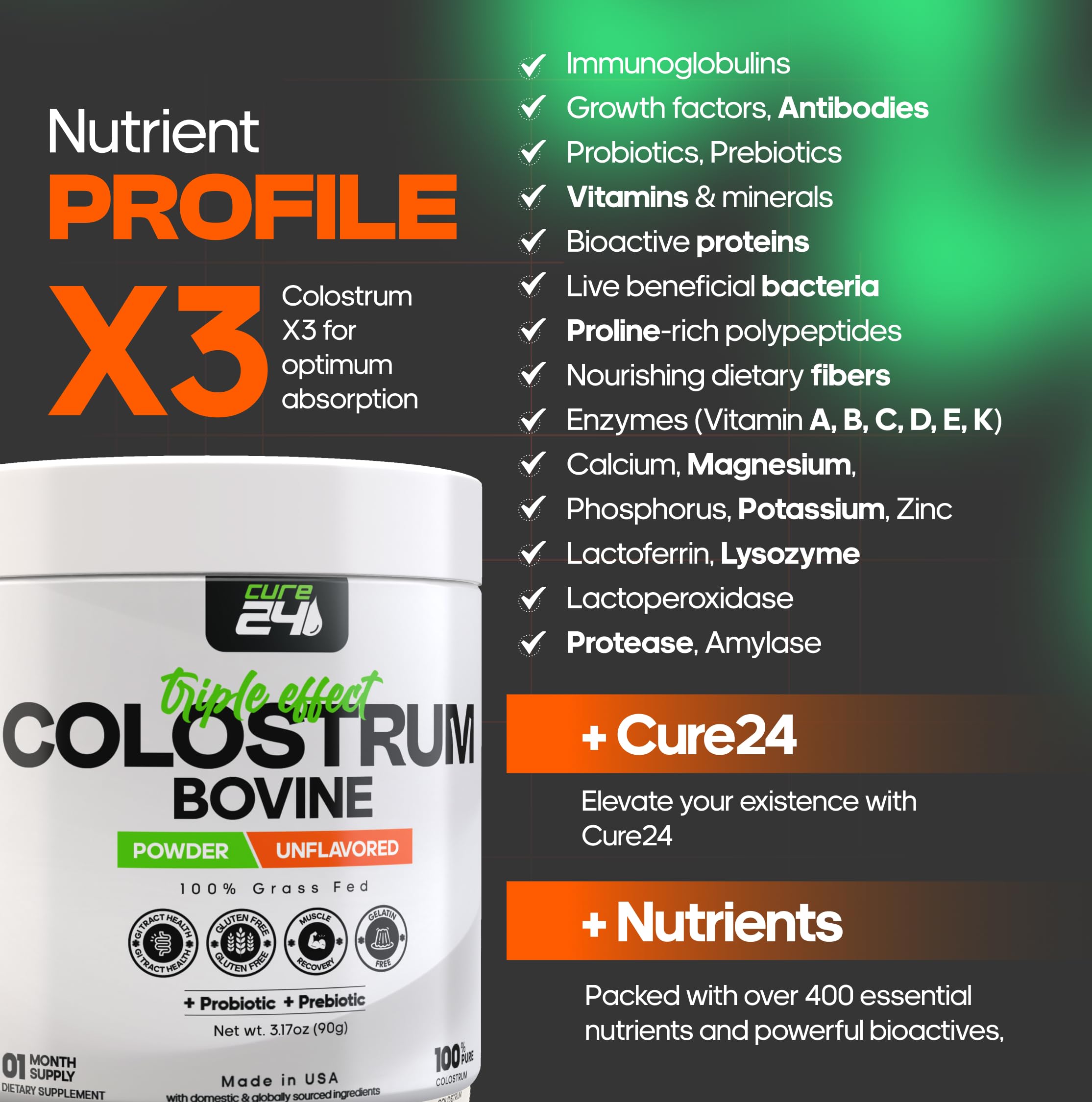Cure24 etiqueta nutricional y certificaciones, transparencia de calidad