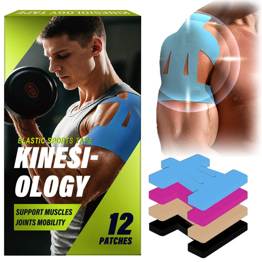 CURECURE paquete frontal de 12 cintas para hombro mostrando presentación profesional y confianza