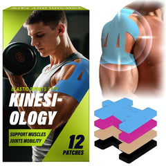 CURECURE paquete frontal de 12 cintas para hombro mostrando presentación profesional y confianza