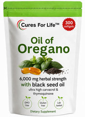 Cures For Life frasco frontal mostrando 300 softgels y diseño claro