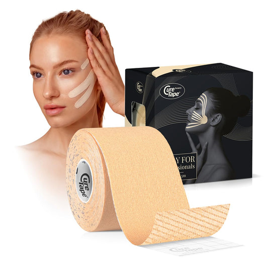 CureTape Beauty empaque frontal mostrando la cinta y beneficio lifting inmediato