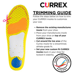 currex RunPro junto a una regla para mostrar talla small y facilidad de recorte