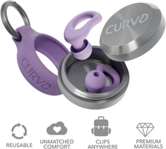 CURVD estuche de aluminio abierto protegiendo los tapones y evitando suciedad