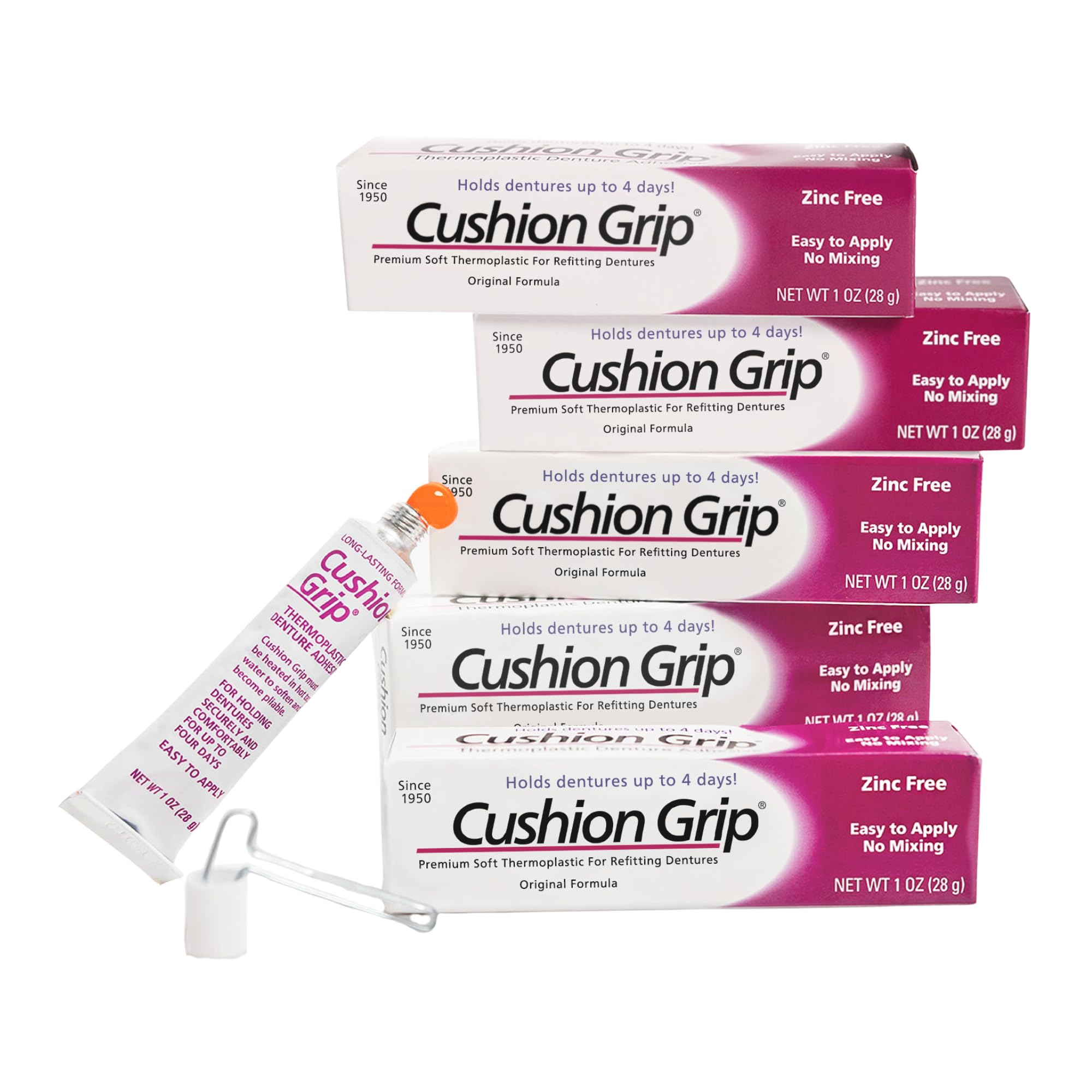 Cushion Grip frente del paquete mostrando tamaño y beneficio de ajuste