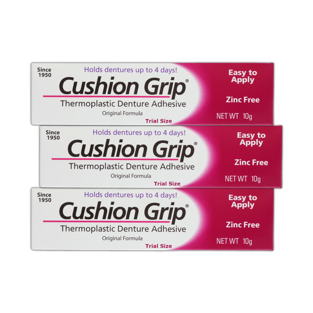 Cushion Grip presentación frontal mostrando tamaño de viaje y portabilidad