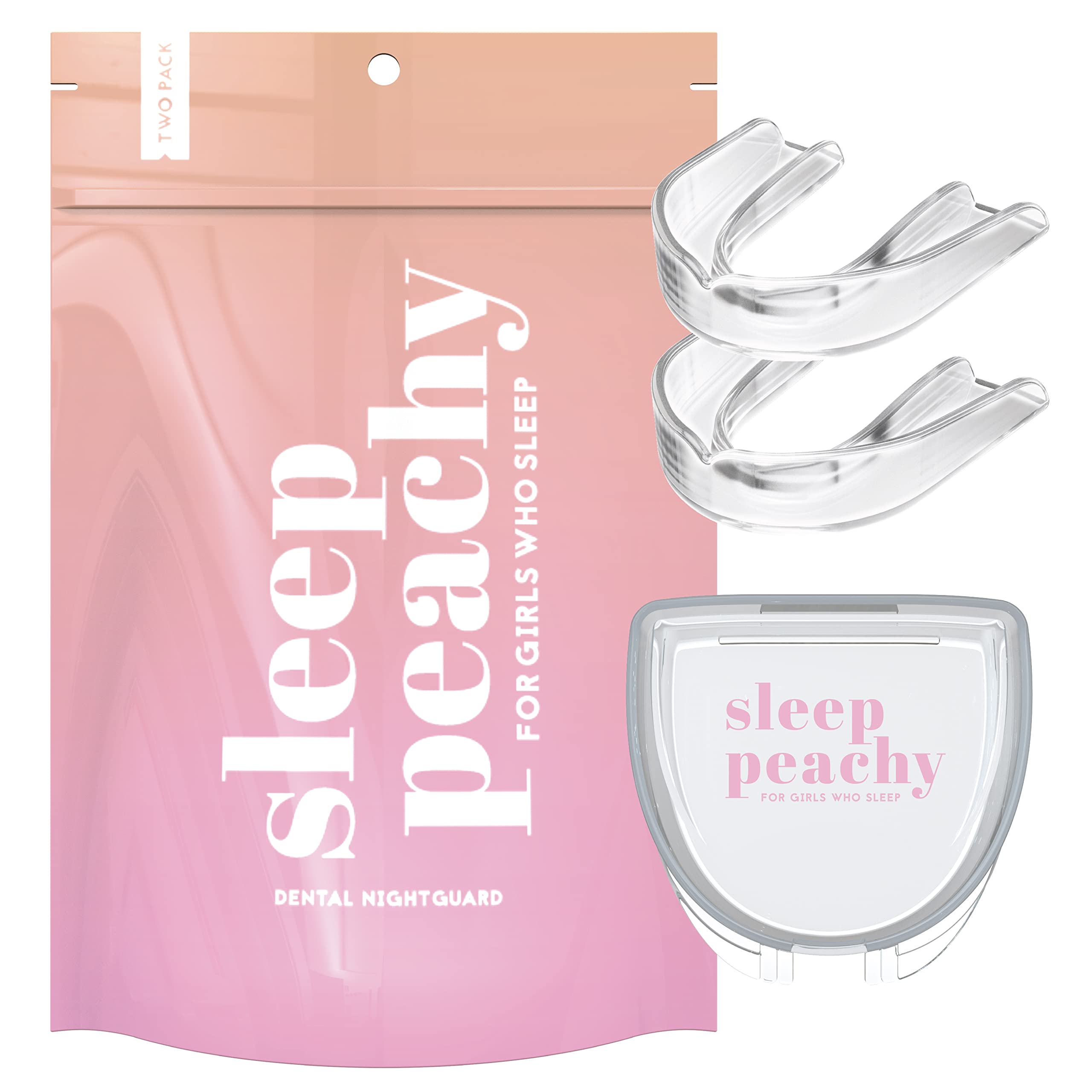 CUSTMBITE Sleep Peachy frontal del pack mostrando dos protectores, protección nocturna cómoda
