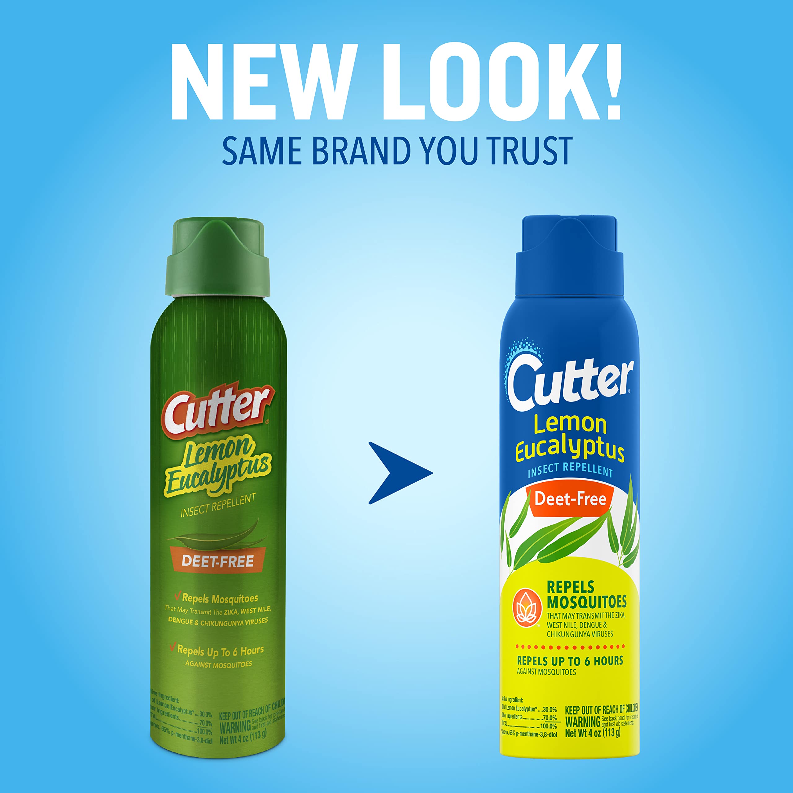 Cutter detalle de etiqueta con ingredientes y ventaja sin DEET