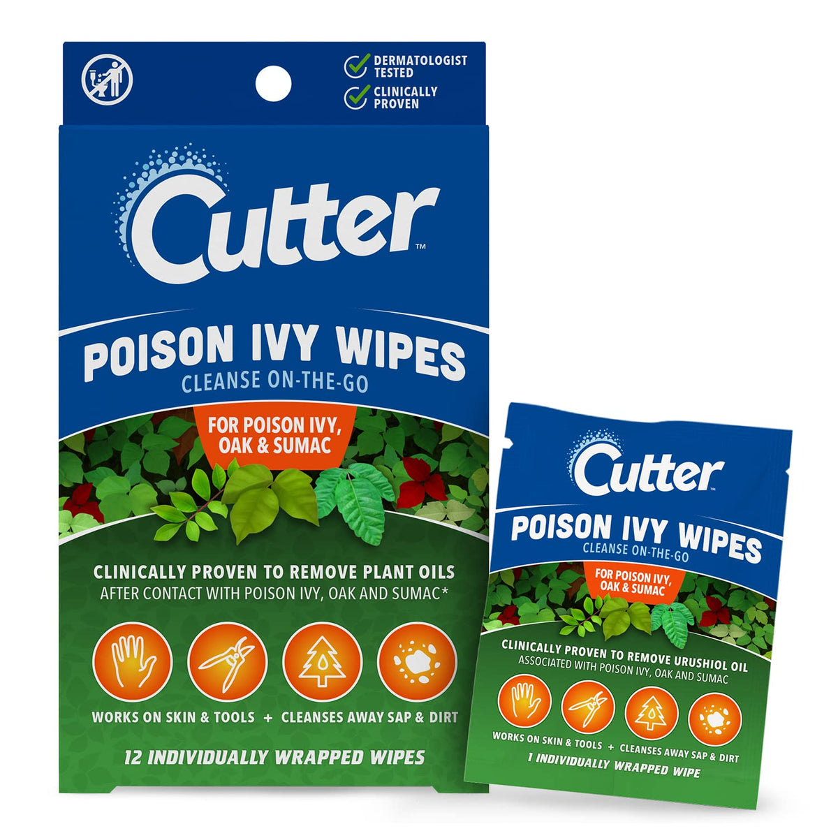 Cutter paquete frontal mostrando 12 toallitas para limpieza rápida