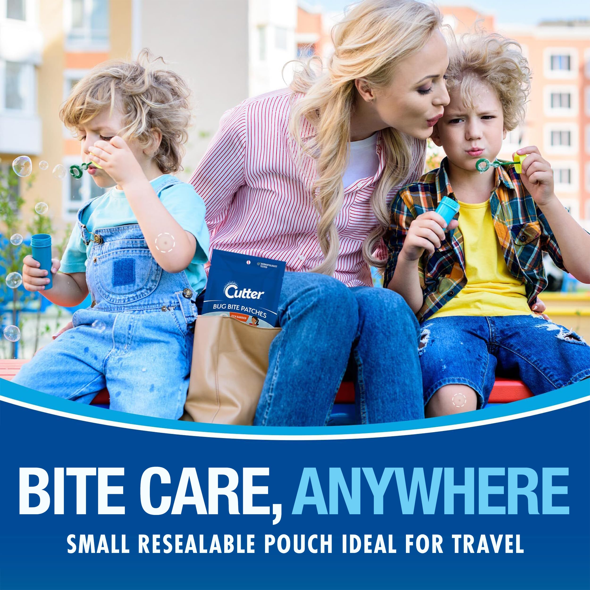 Cutter parches dentro de un botiquín portátil listos para uso