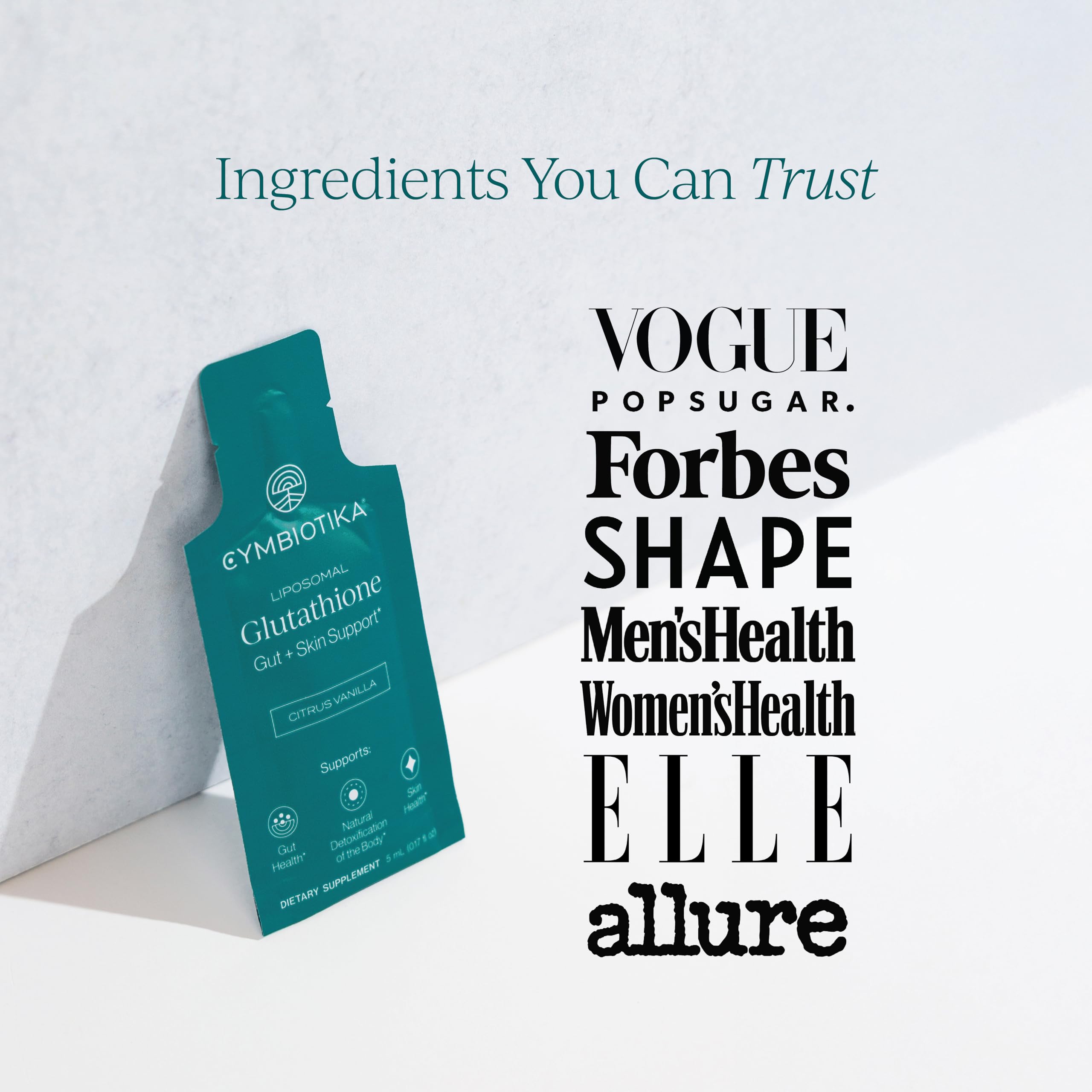 CYMBIOTIKA producto en entorno lifestyle promoviendo rutina diaria