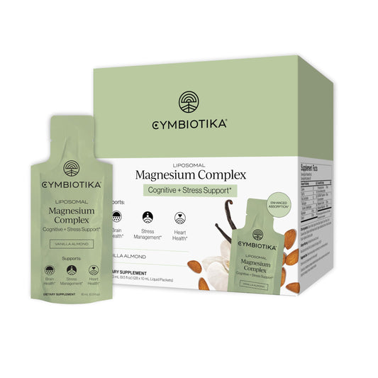 CYMBIOTIKA envase frontal que muestra el diseño y beneficio de relajación
