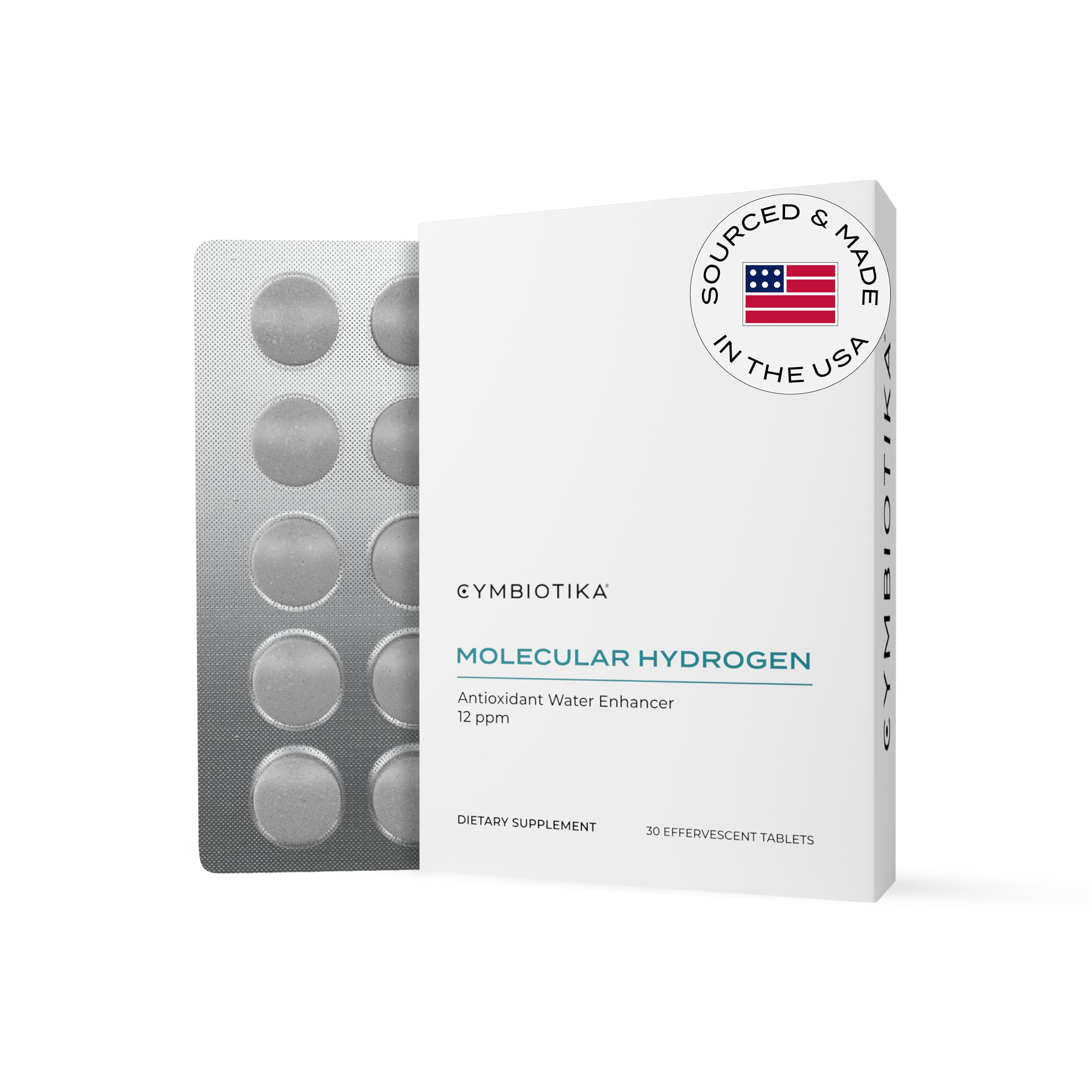 CYMBIOTIKA envase frontal mostrando tabletas y beneficios