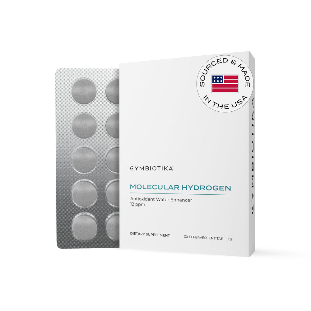 CYMBIOTIKA envase frontal mostrando tabletas y beneficios